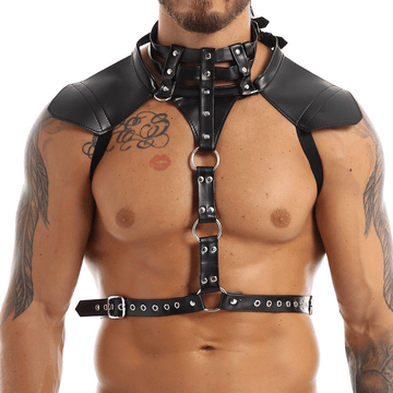 Faux Leather Body Chest Harness / Slim Fit Top Harness / Male Cosplay Costume Bondage - EVE's SECRETS
